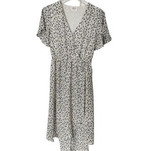 Sienna Sky White & Blue Floral Faux-Wrap Hi-Low Dress Size Small Summer Dress
